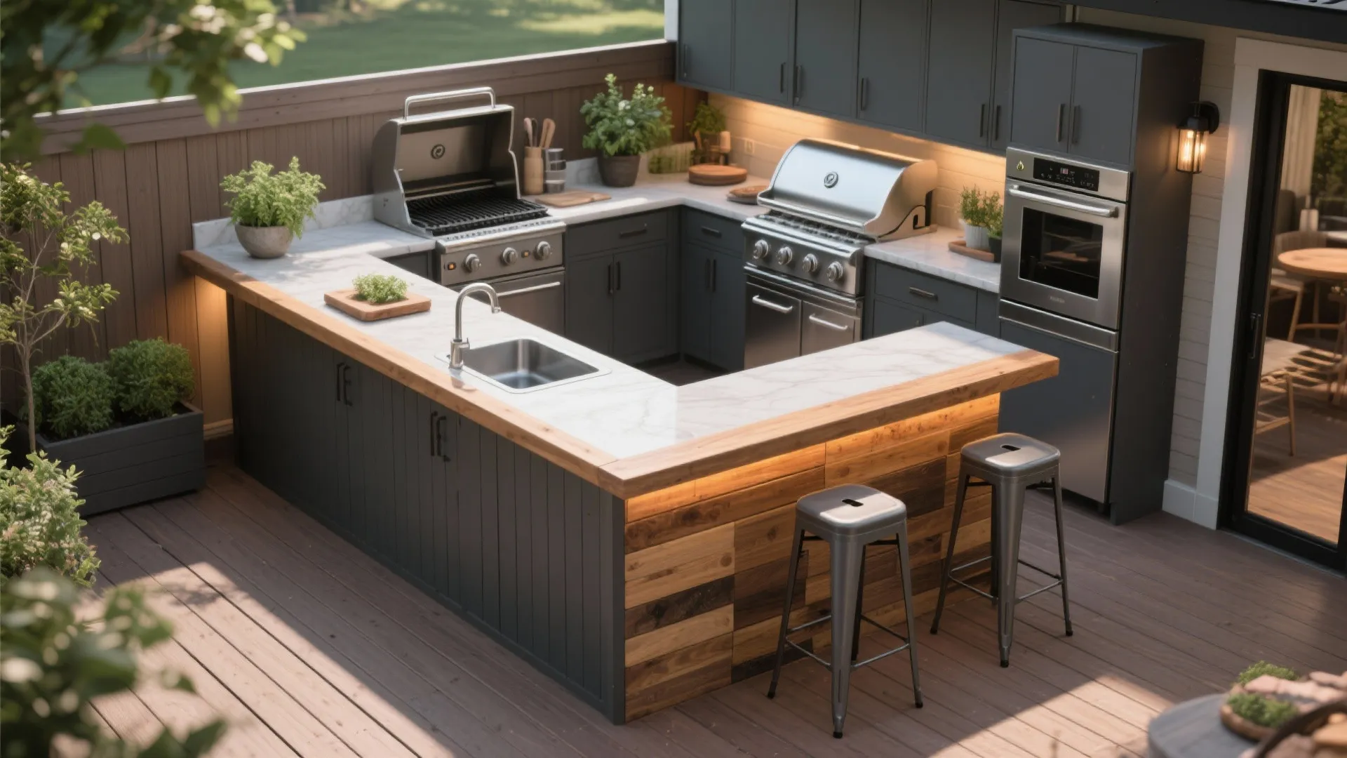 2. L-Shaped Corner Unit with Bar Seating