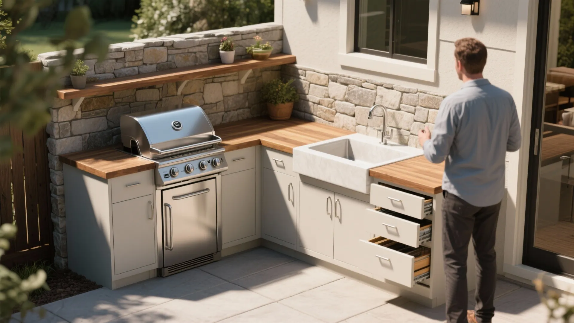 1. Compact L-shaped Grill Corner