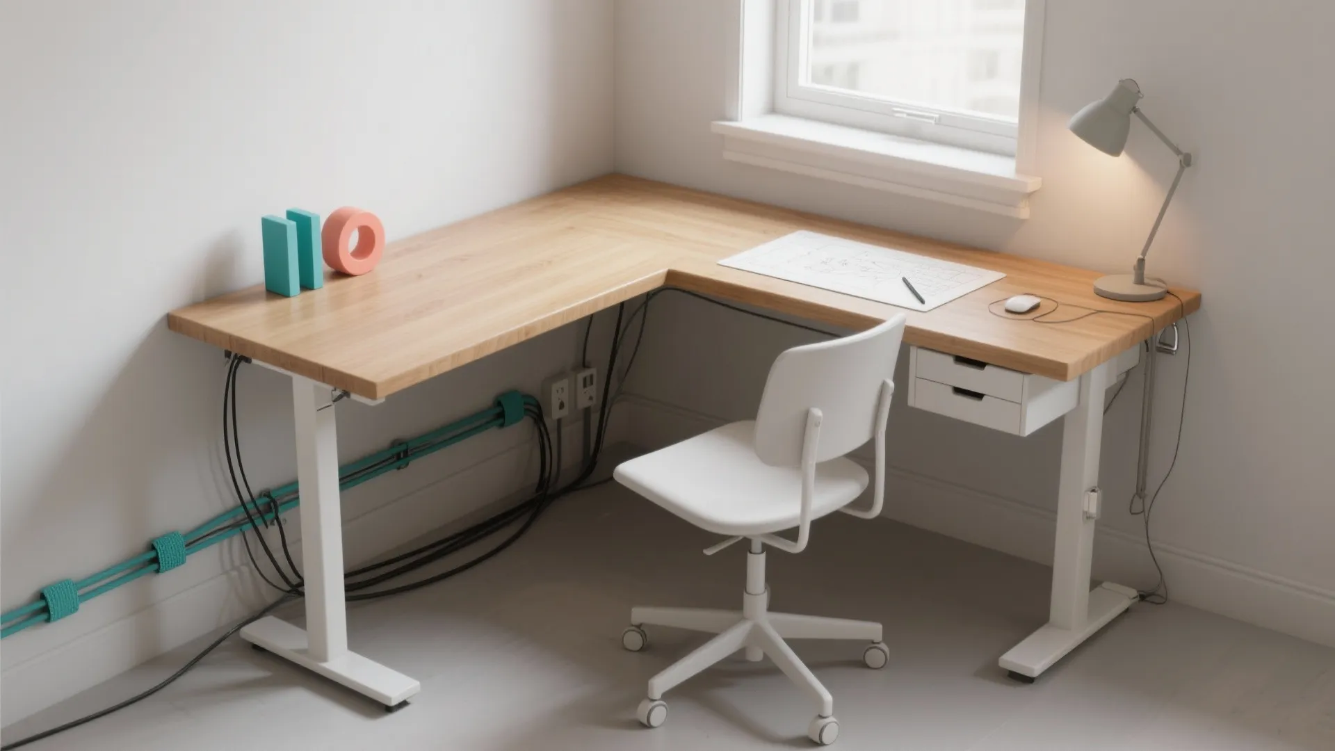 L-Shaped Desk Layout for Tiny Corners