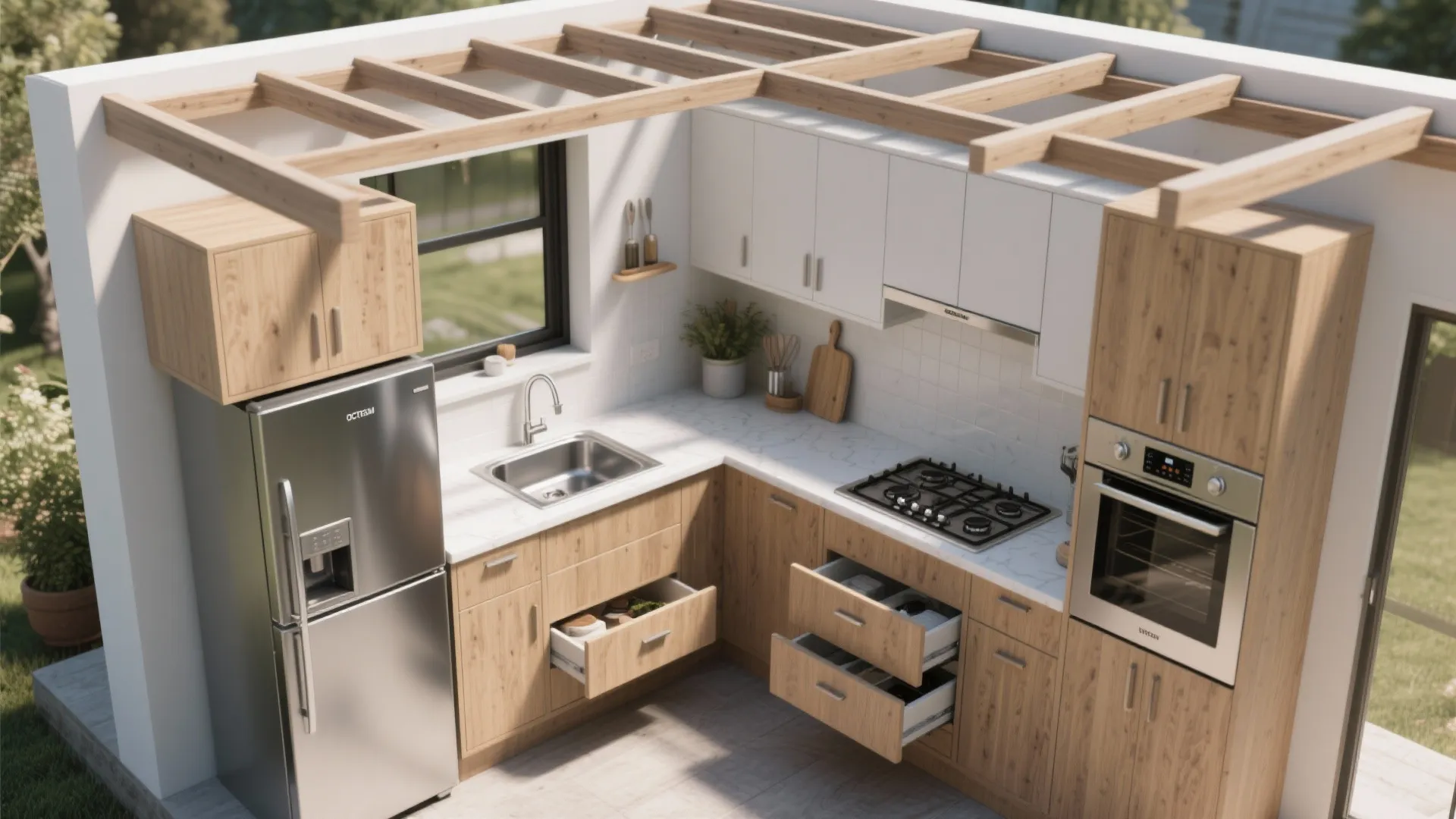 3. Corner L-Shaped Layout with Built-In Storage