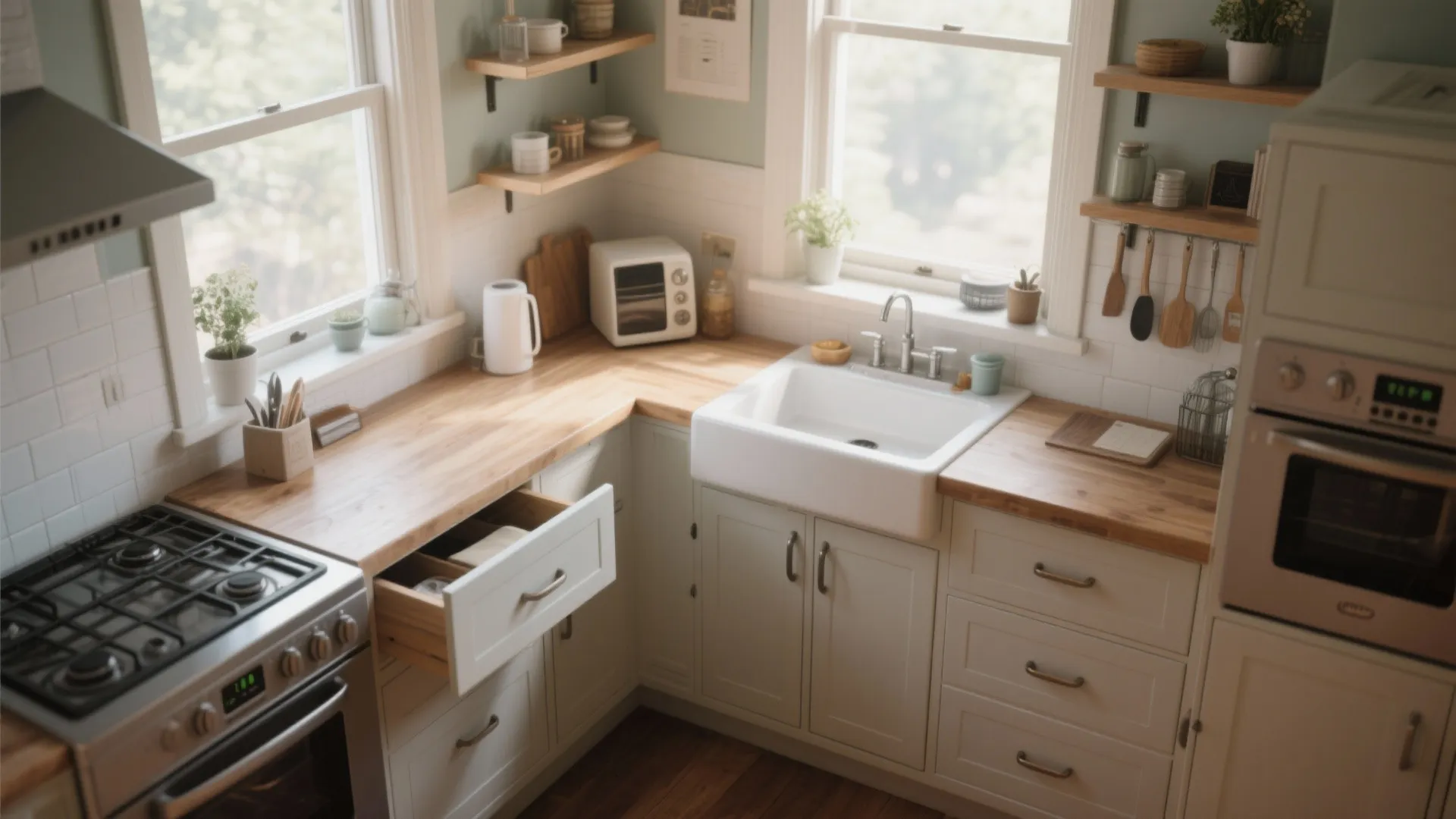 5. L-Shaped Counter with Extended Worktop