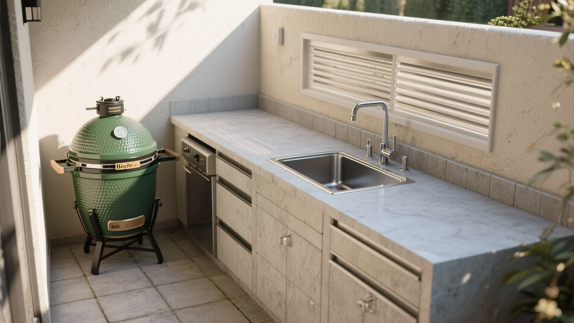 1. Compact L-shaped Grill Counter