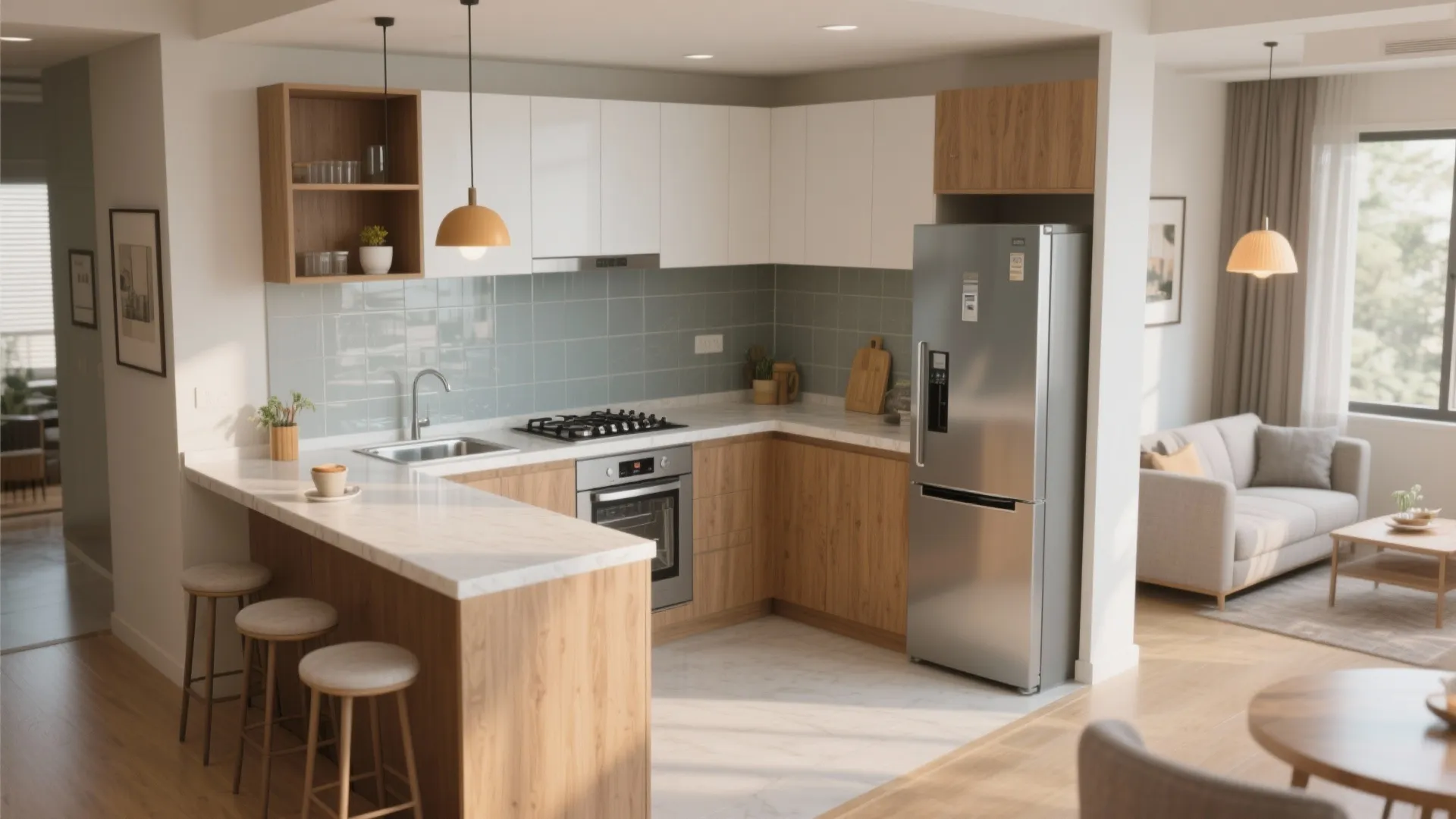 L-Shaped Layout with Extended Counter