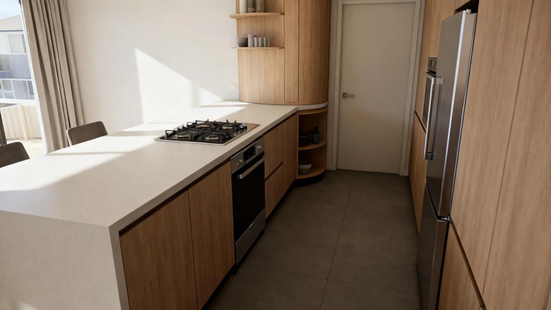 L-shaped layout to unlock countertop space