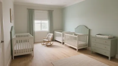Serene Twin Nursery with Soft Mint Accent Walls