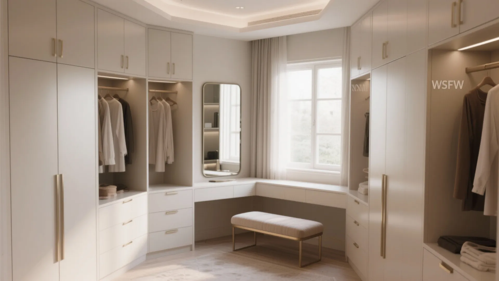 L-shaped layout cupboards