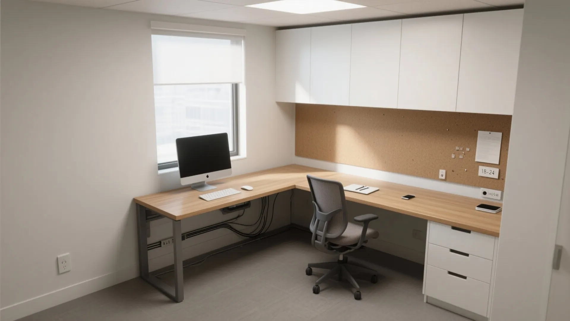 L-Shaped Desk Layout to Maximize Surface and Flow