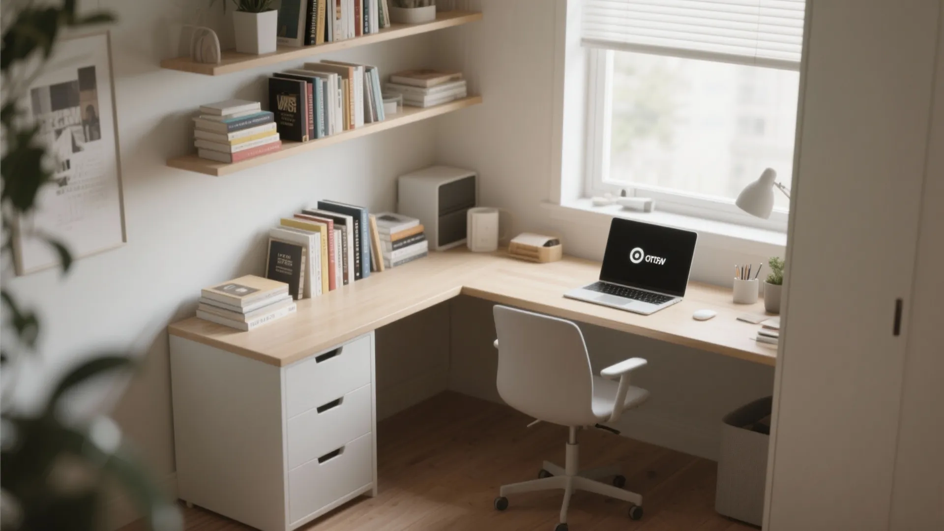 L-Shaped Desk in a Corner