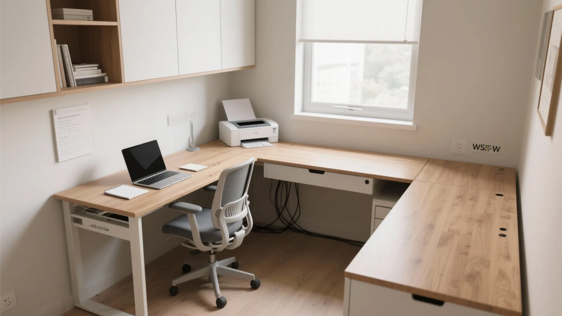 L-shaped desk layout to unlock usable surfaces