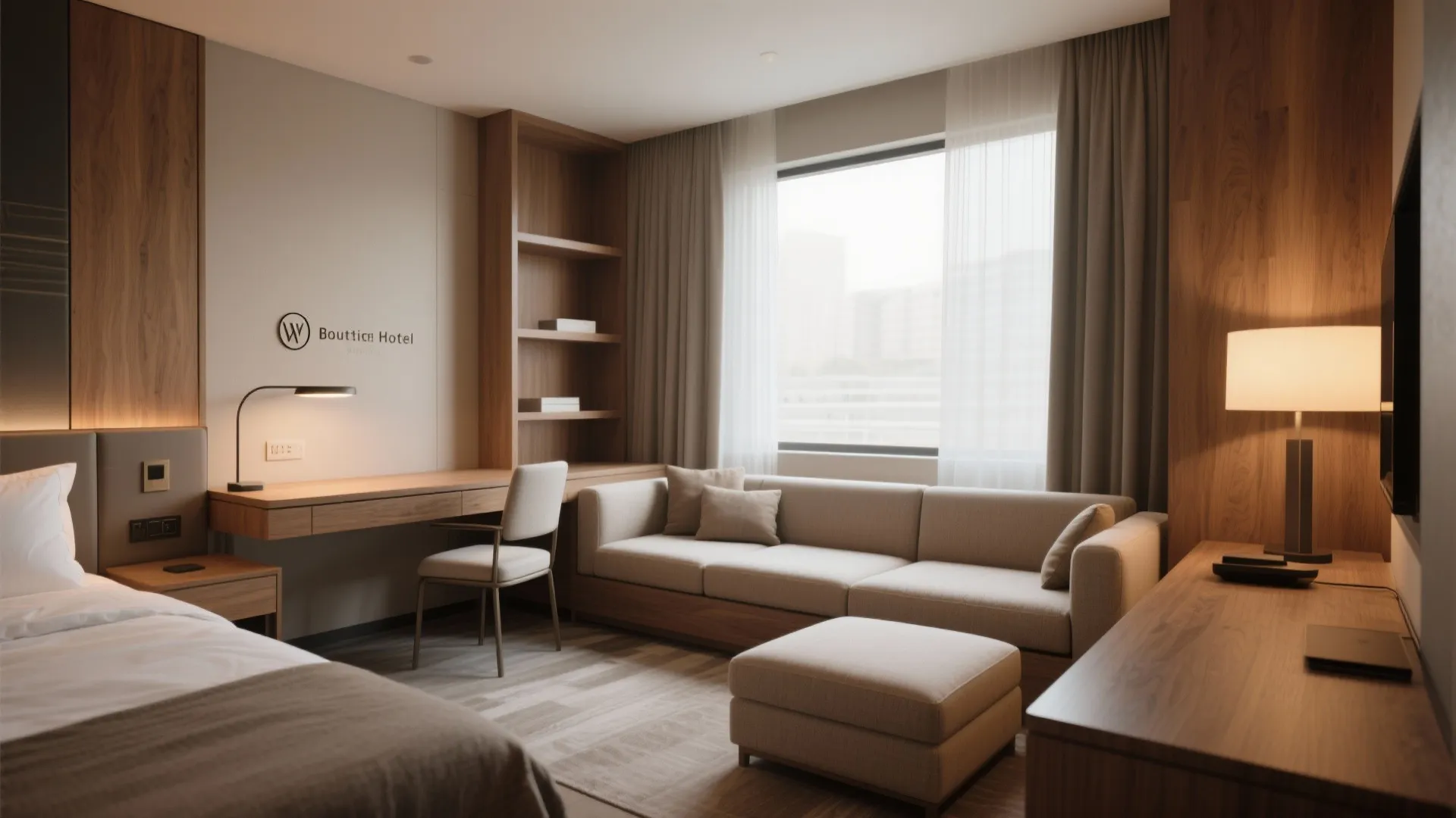 L-Shaped Desk and Lounge Area