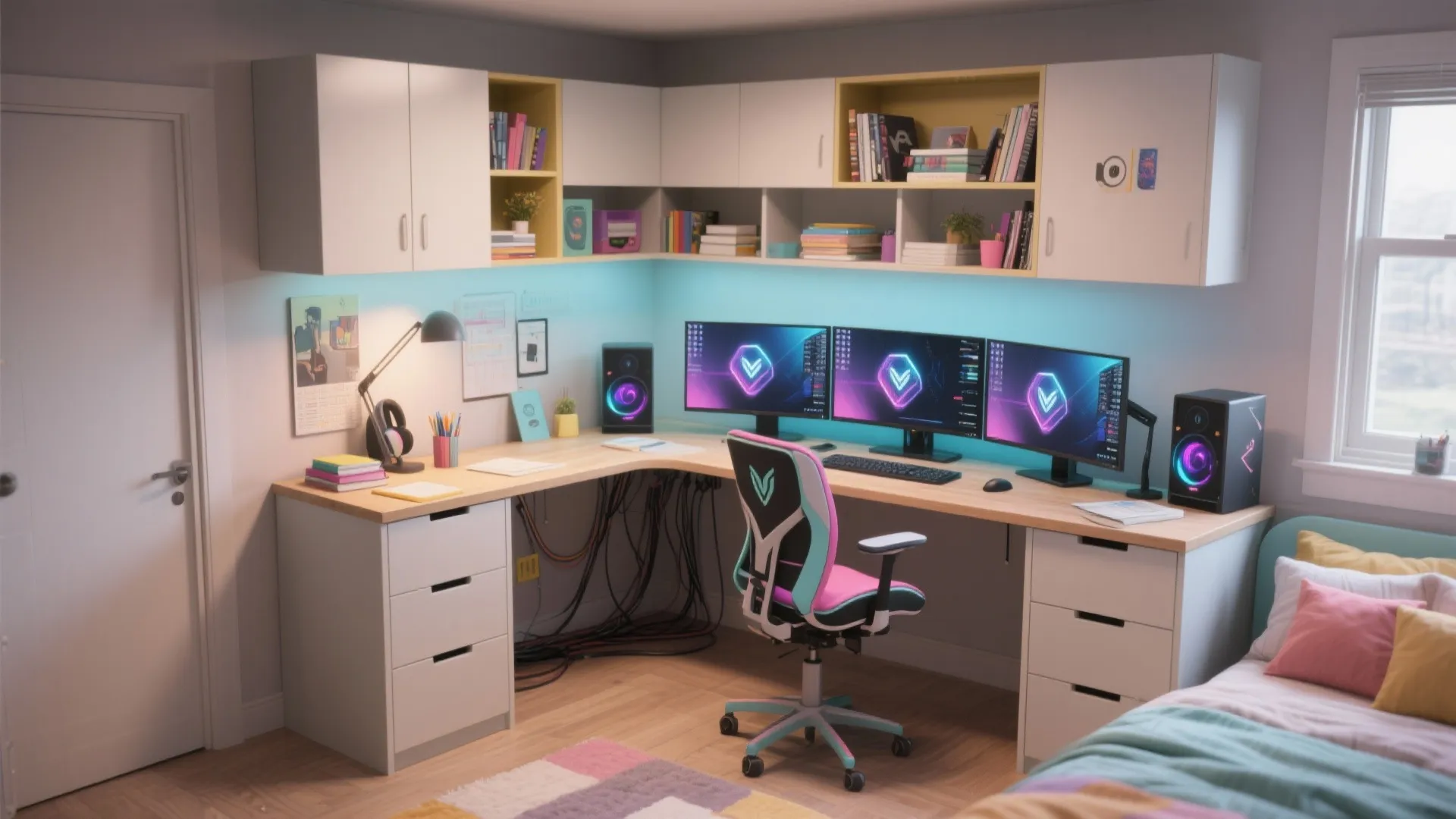 L-Shaped Desk and Storage Combo