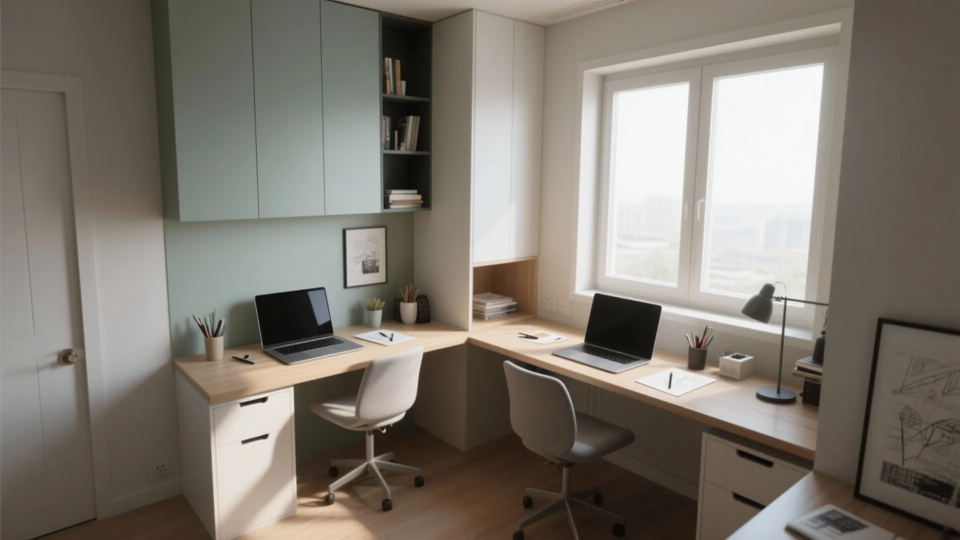 L-shaped desk for efficient corner use