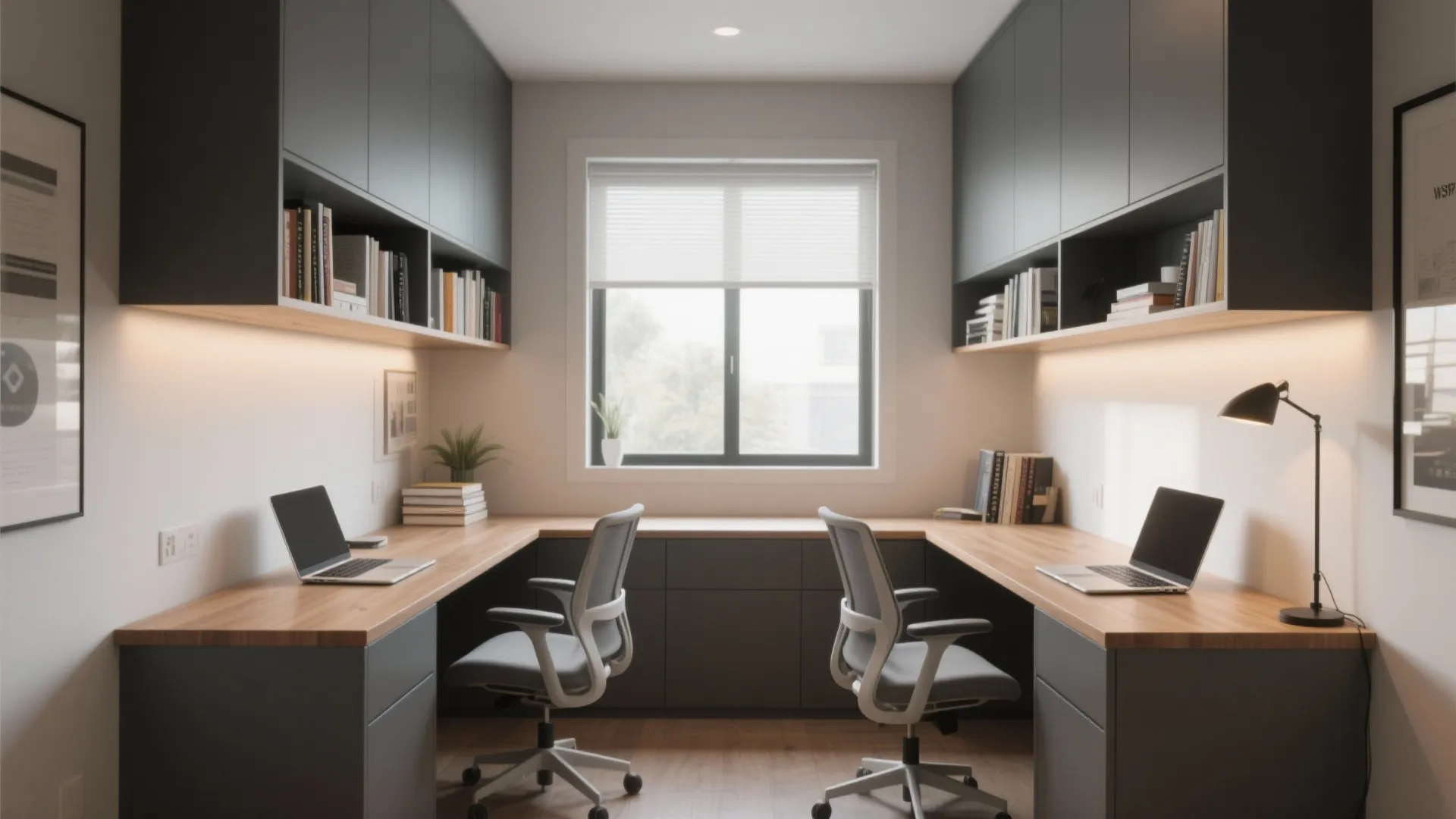 L-shaped desk layout for efficiency