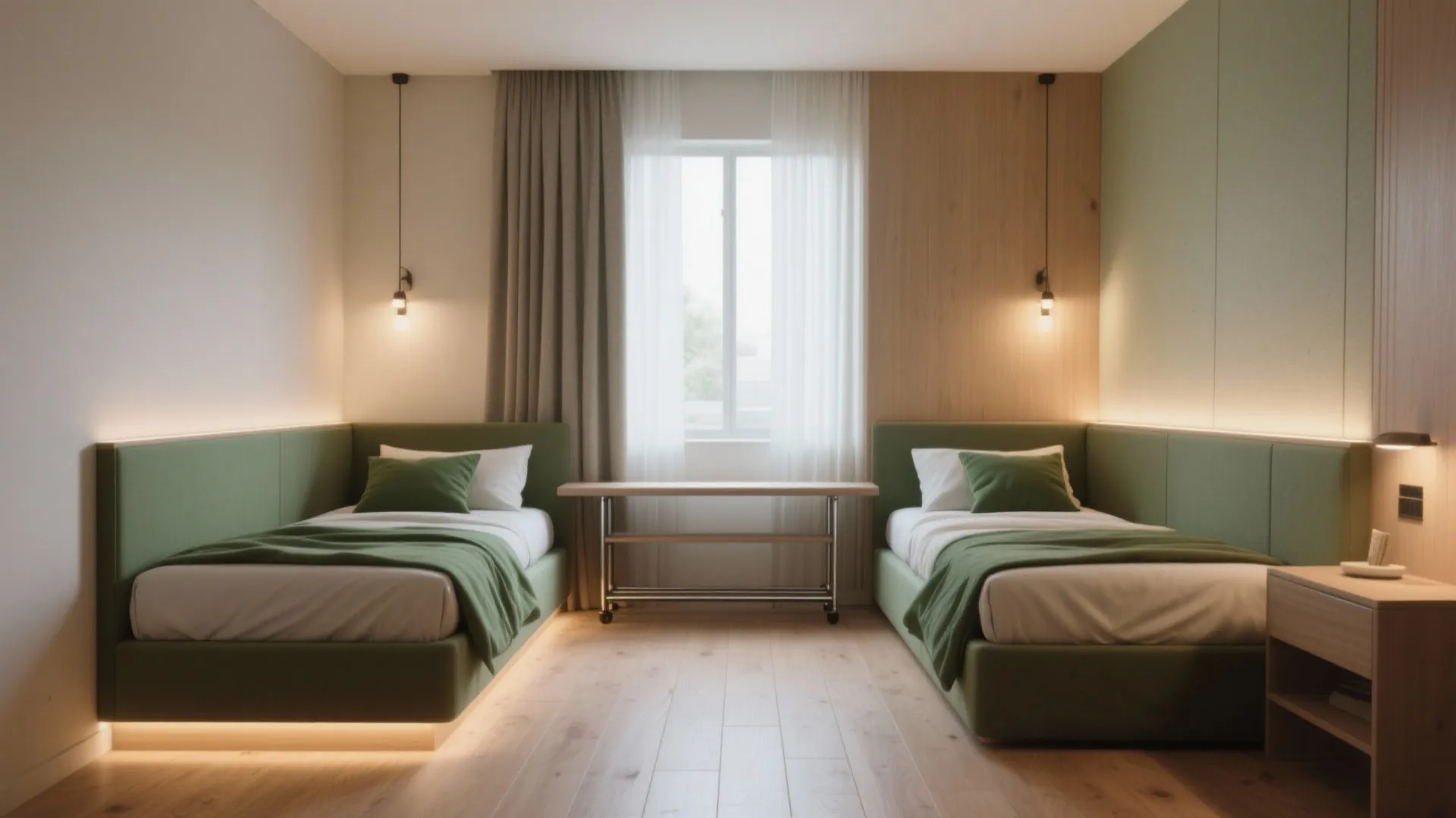 3. L-shaped layout with a sliding divider