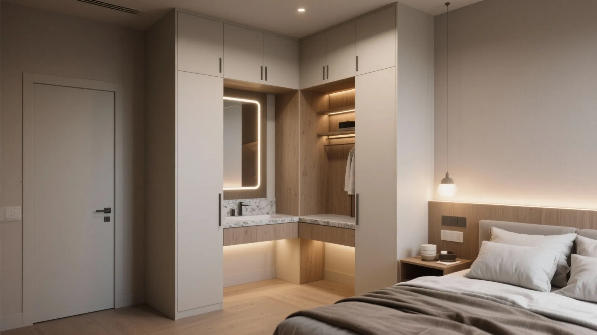 L-Shaped Dressing Nook to Optimize Corners