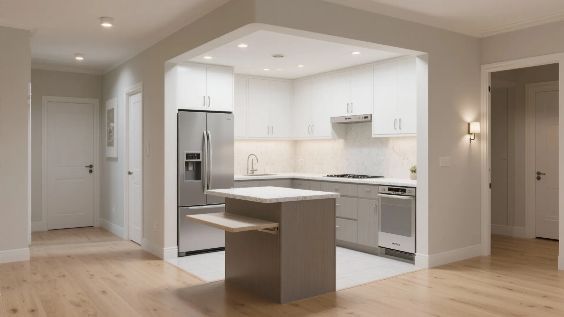 Idea 3: L-Shaped Entry Kitchen for More Counter Space