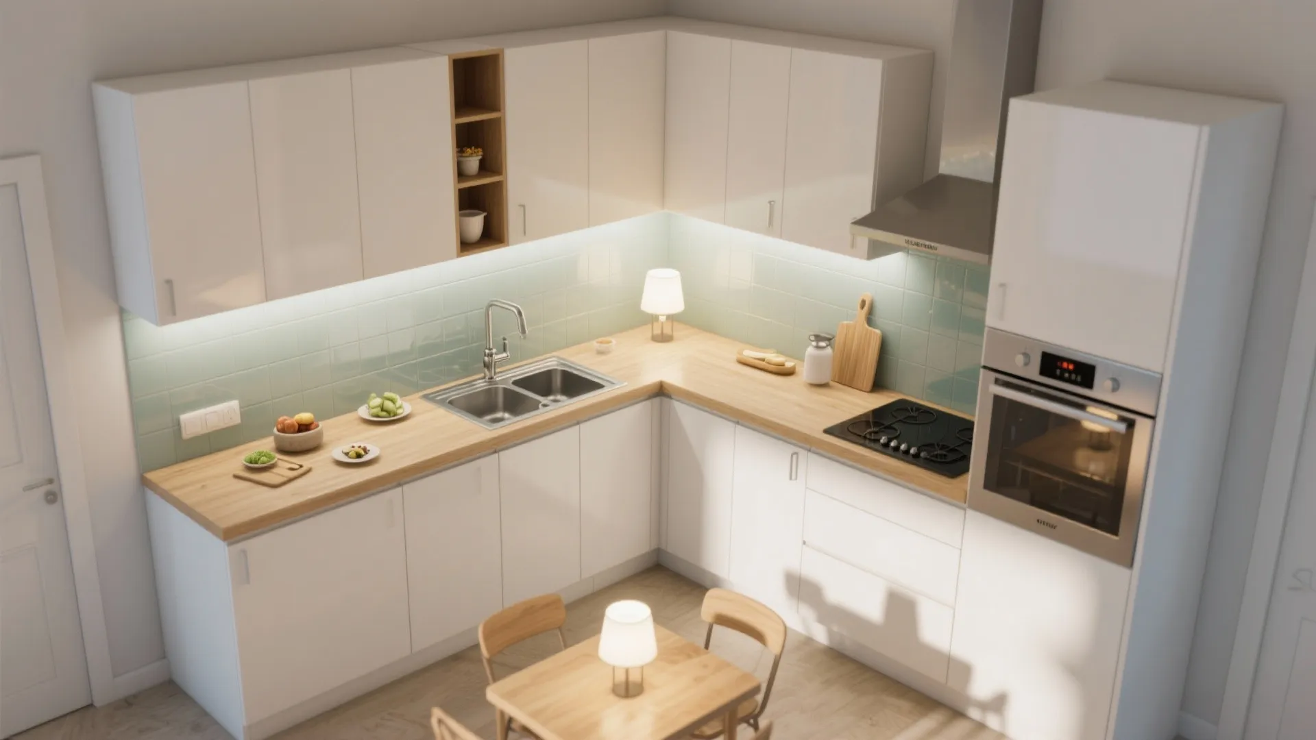 3) L-shaped small kitchen flows better than you think