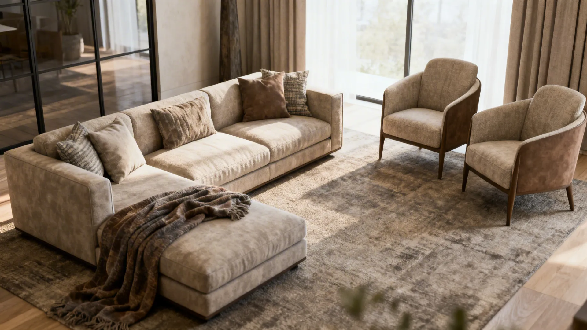 4. L-Shaped Focal with One Chair as Accent