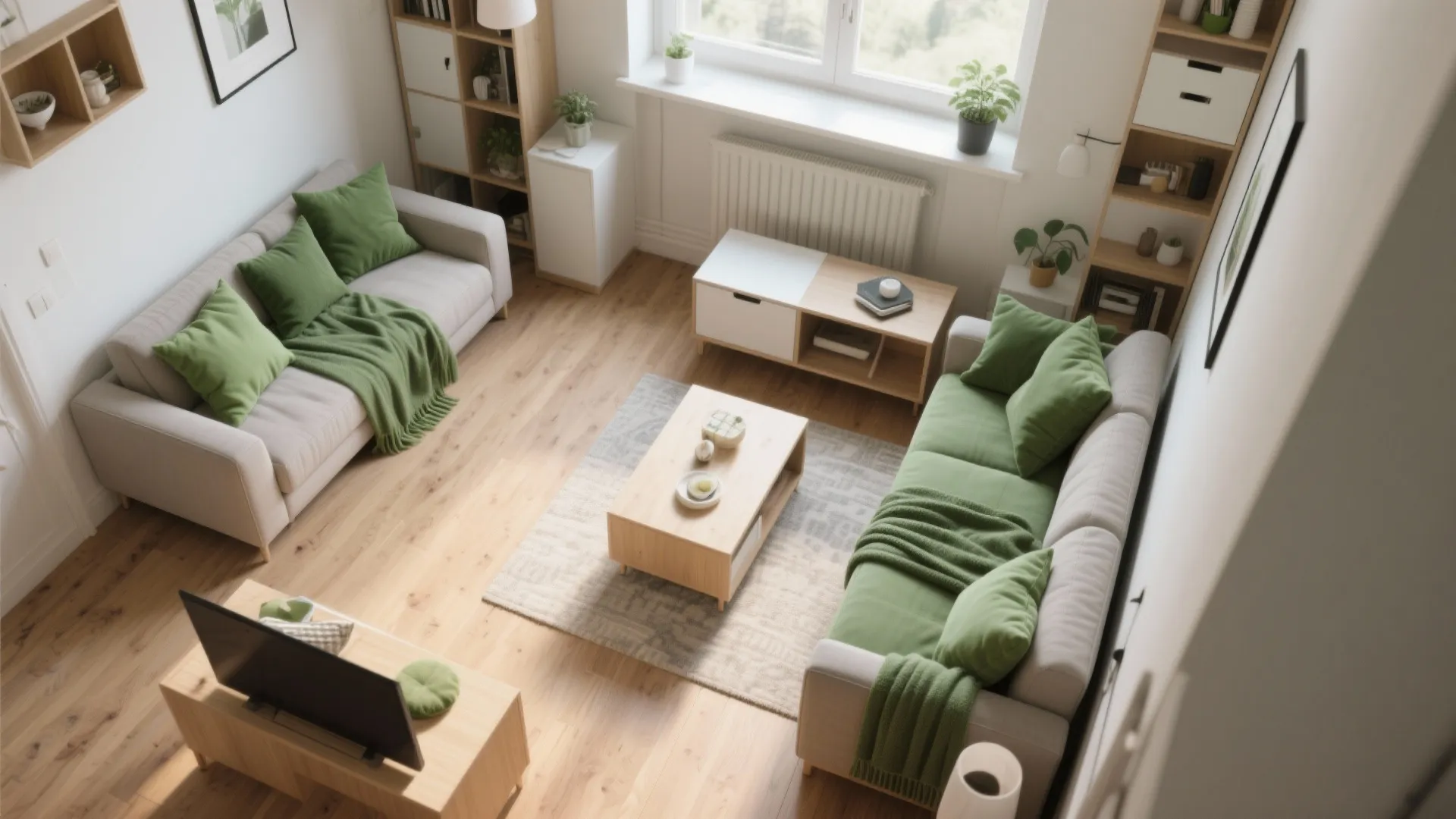 L-shaped Layout with Green Accents