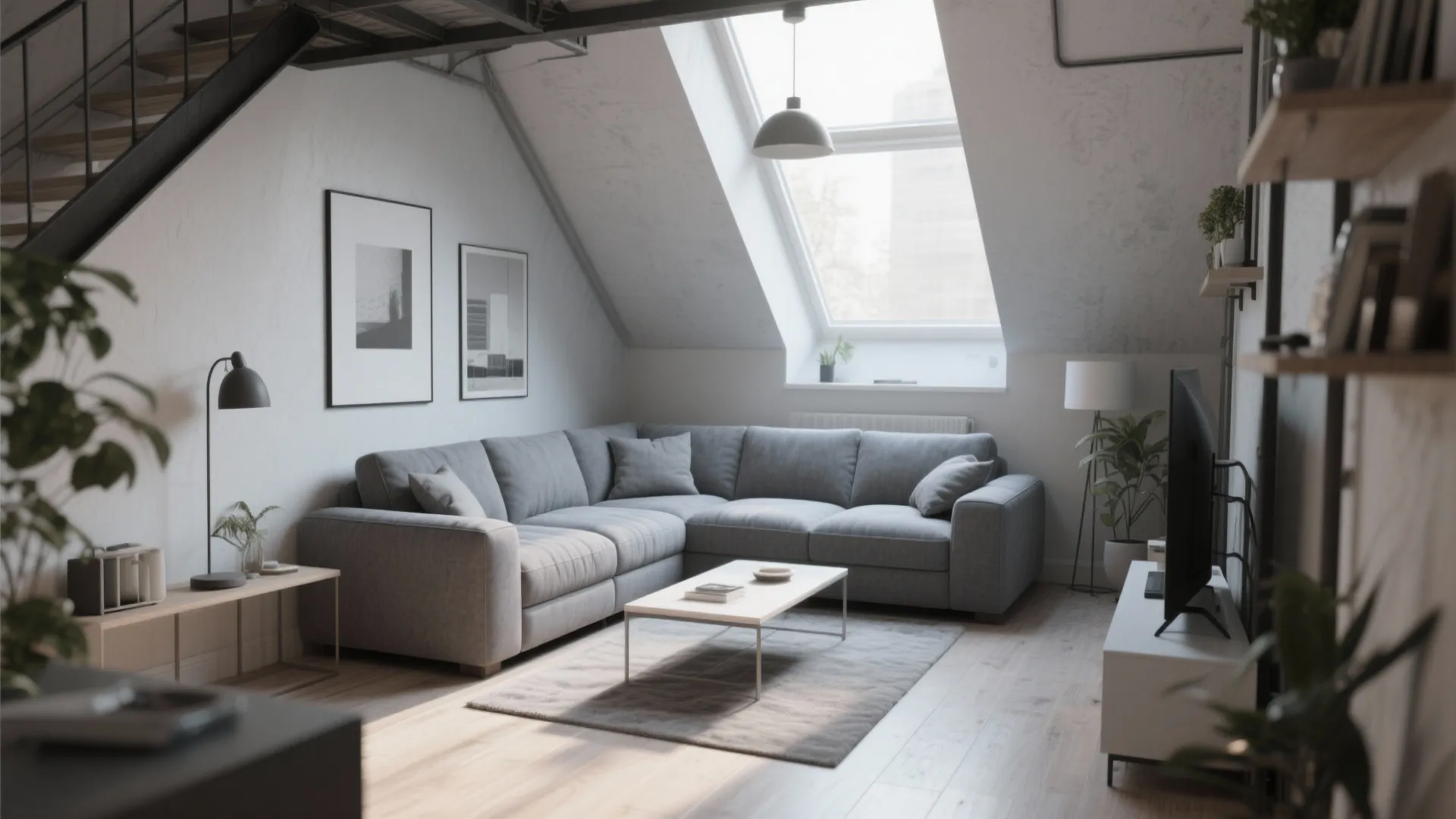 L-Shaped Arrangement with a Grey Sectional