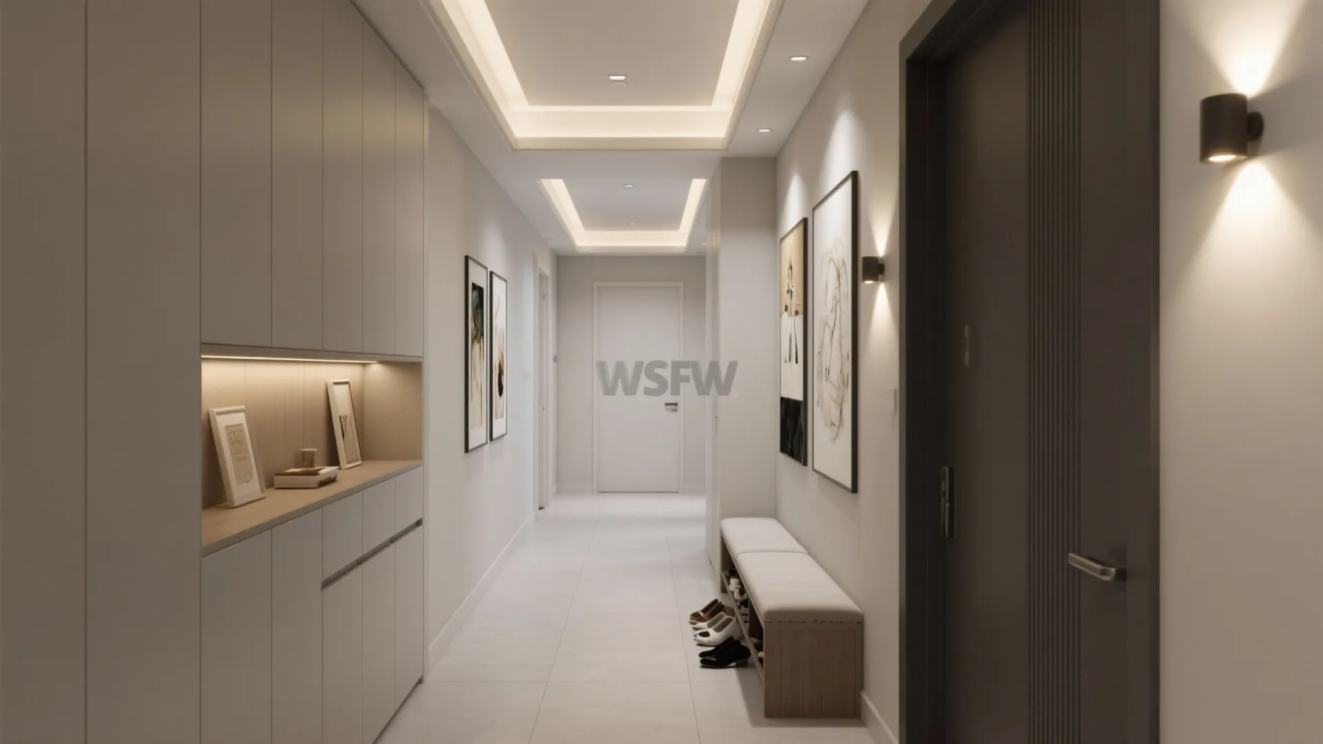 L-Shaped Hall Layout for More Usable Wall Space