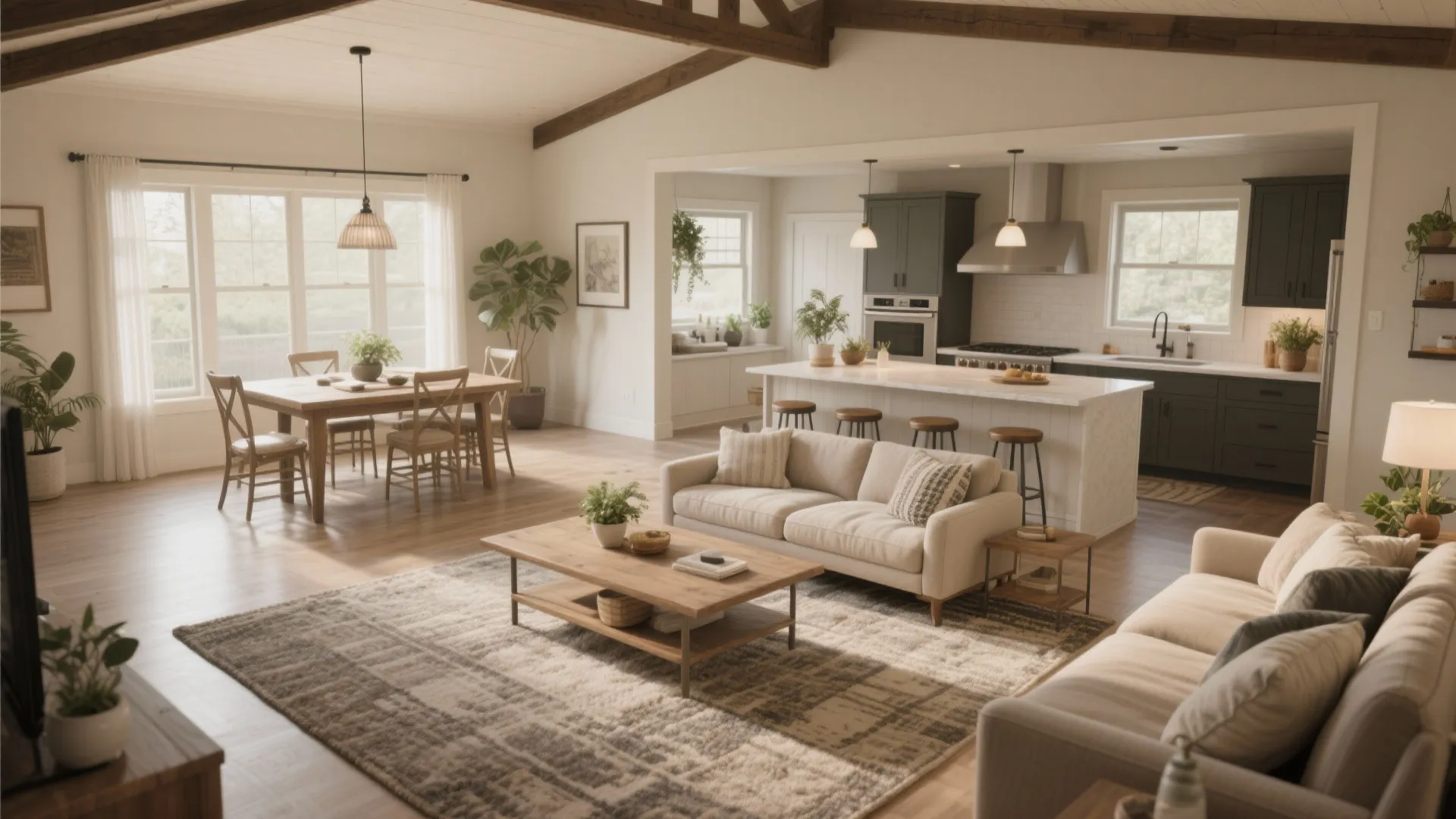 1. Open L-Shaped Living Hub