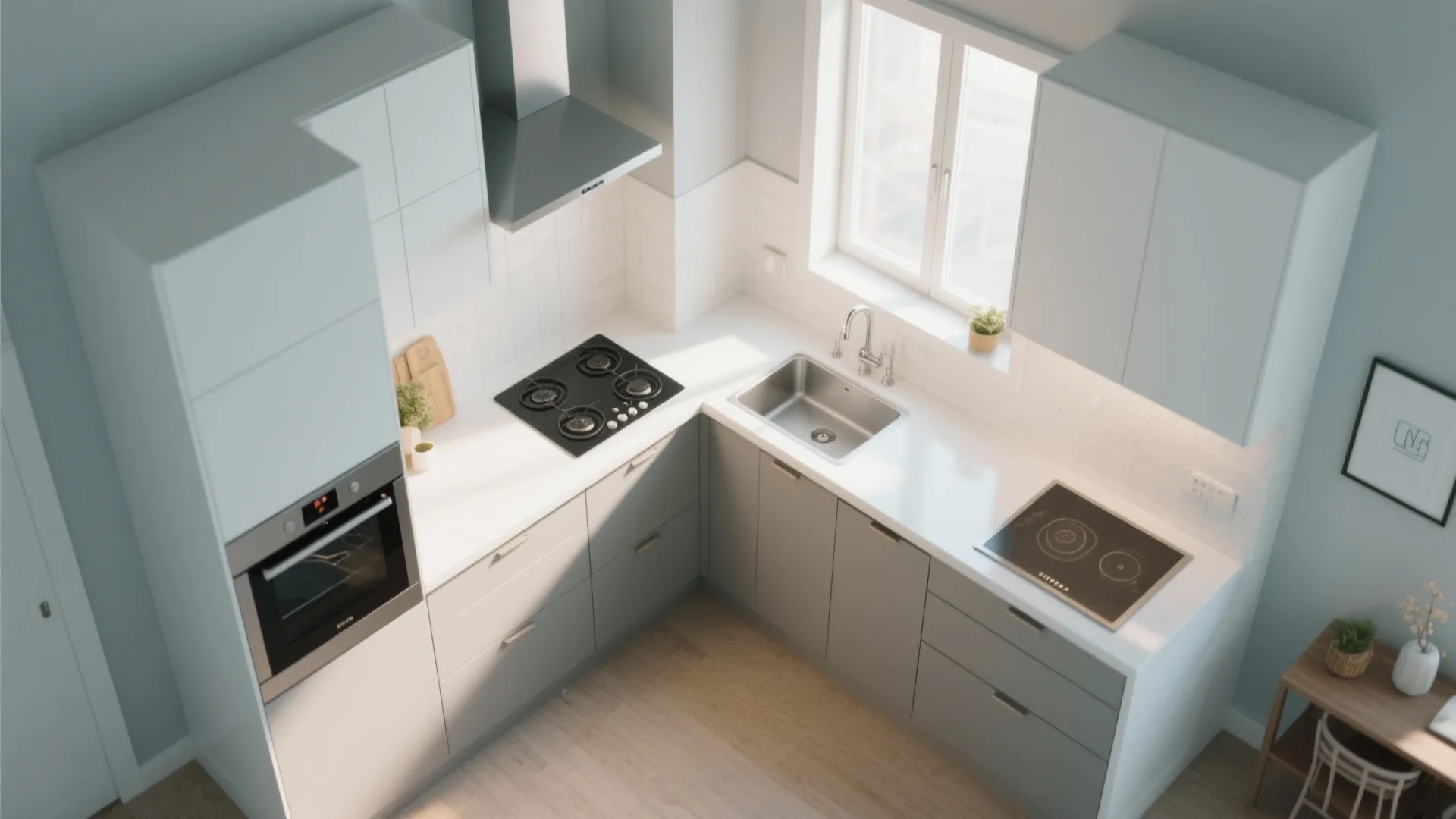 L-shaped kitchen layout