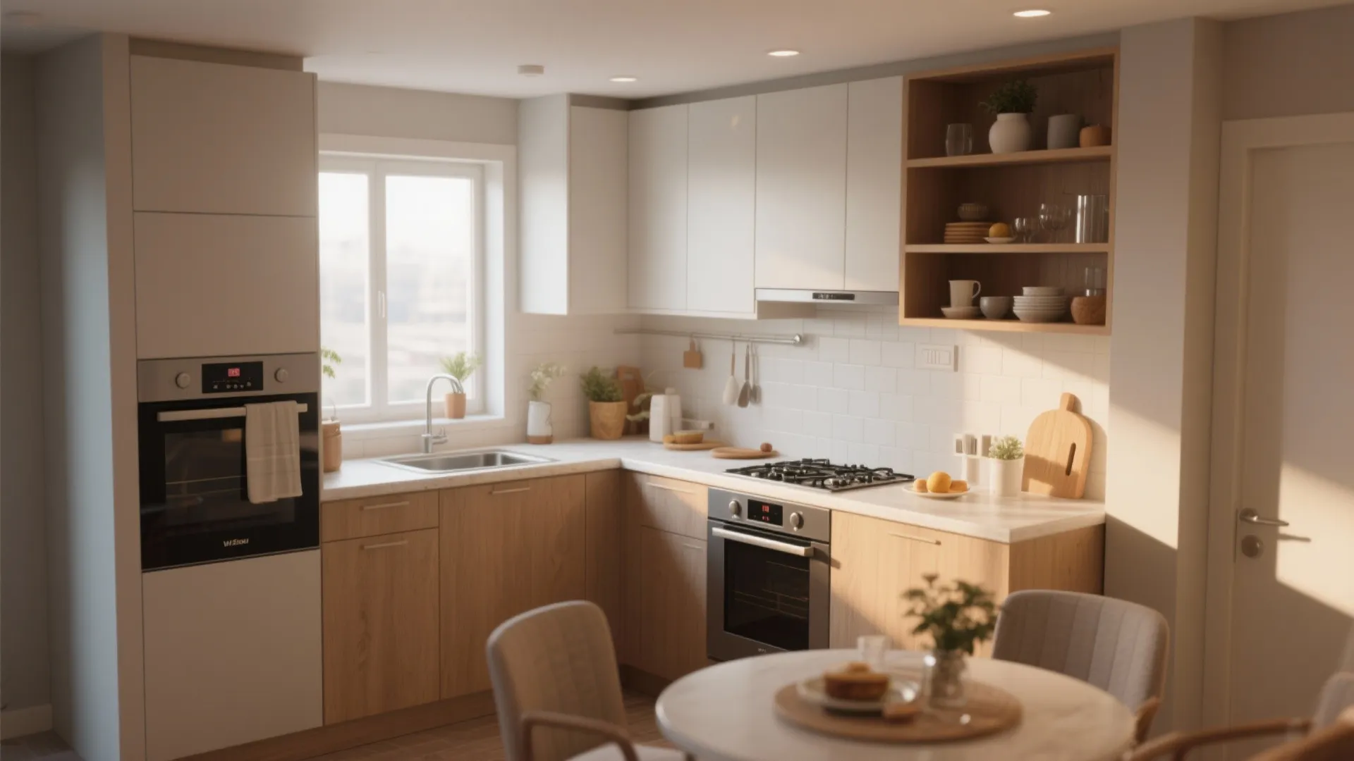 L-Shaped Compact Kitchen Layout