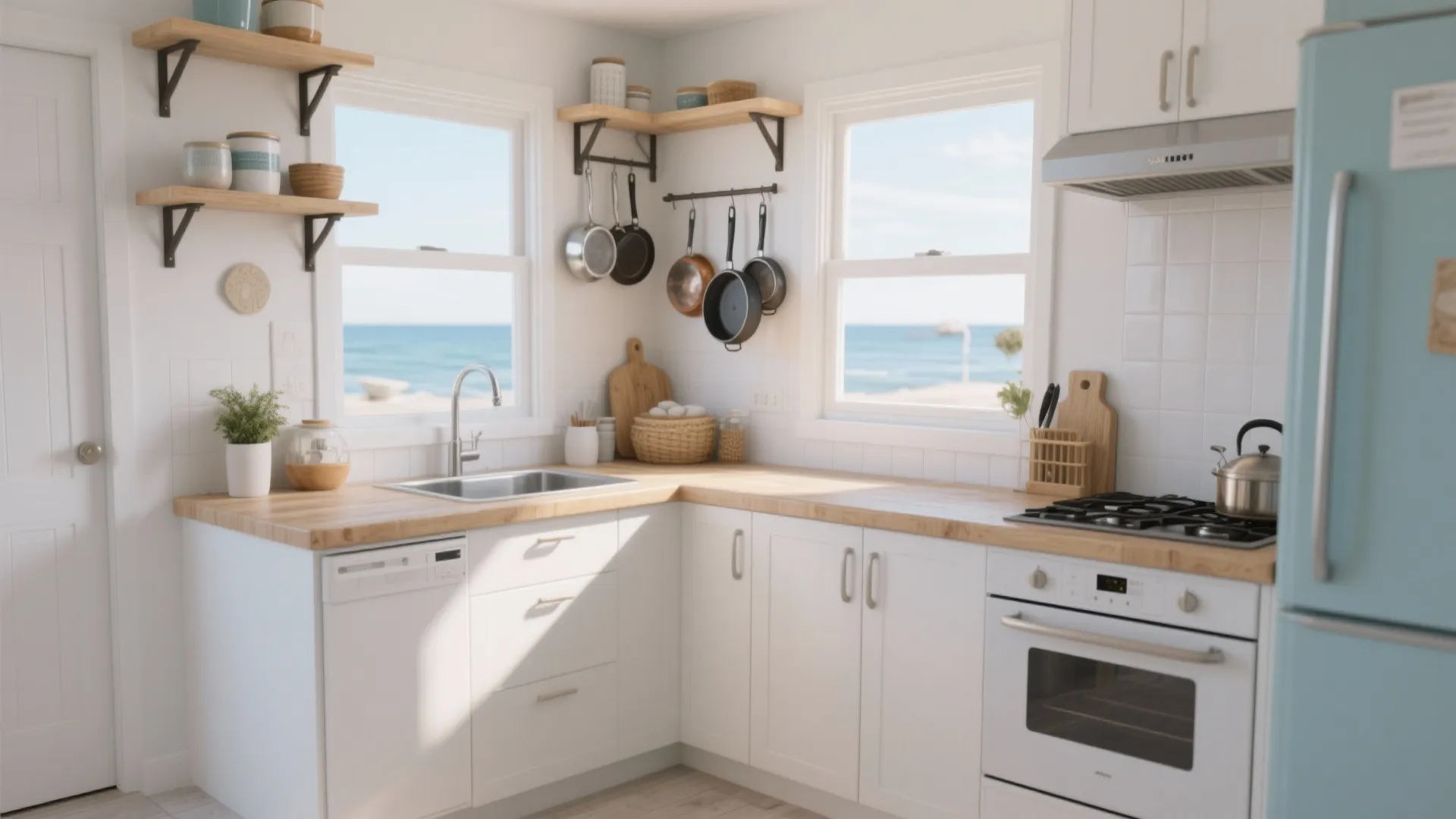 L-shaped kitchen layout for more counter space