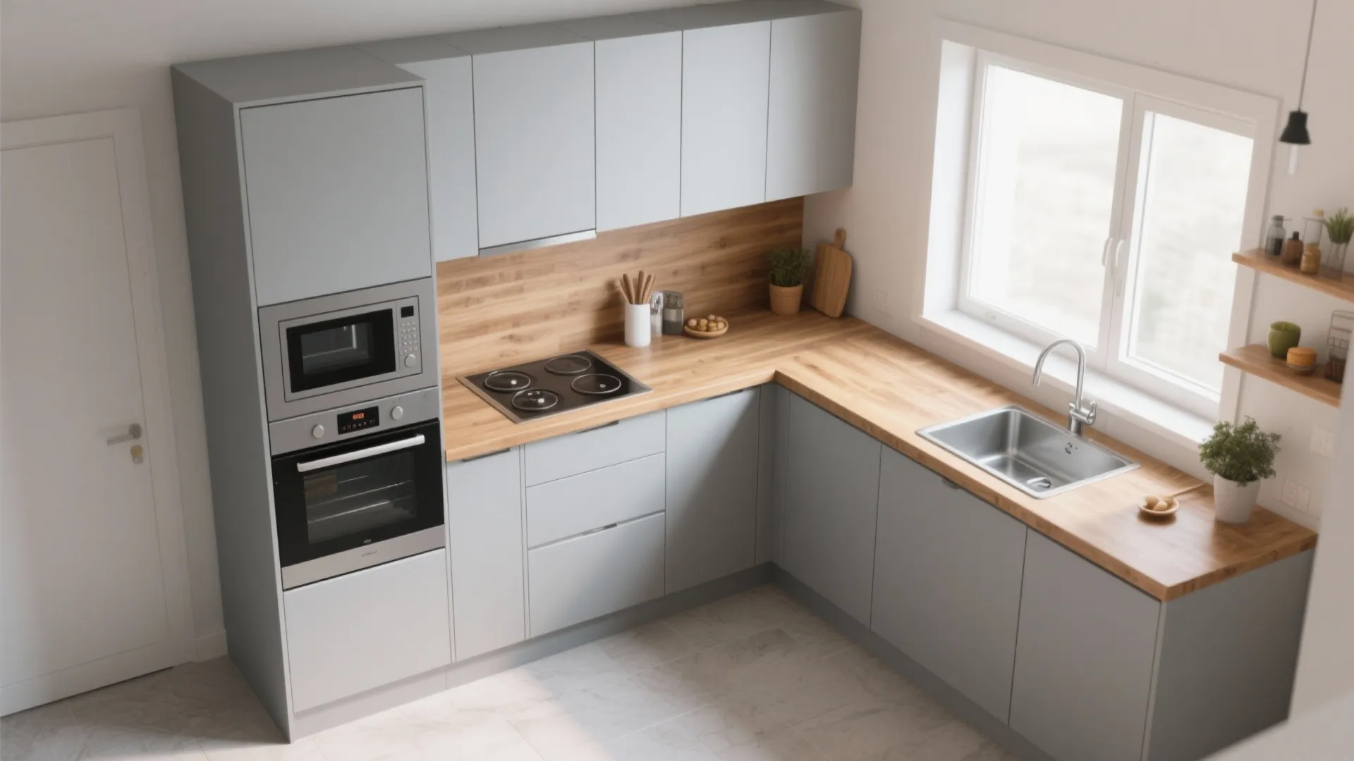 L-shaped kitchen layout for maximum counter space