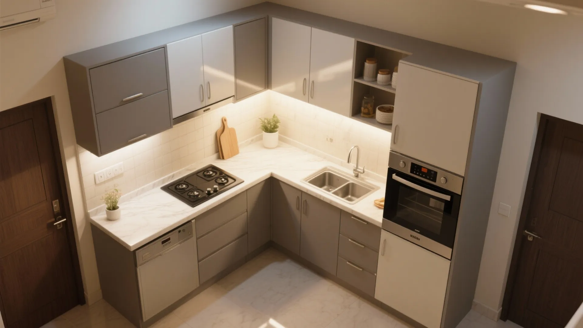L-Shaped Modular Kitchen Layout