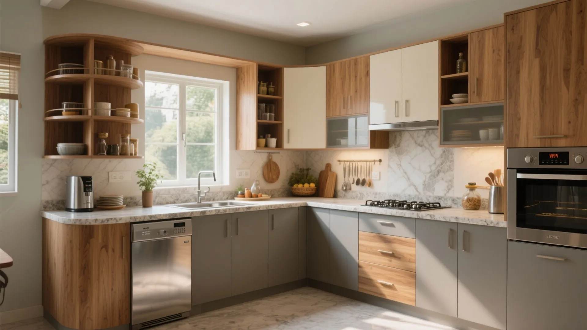 L-shaped modular kitchen for efficiency