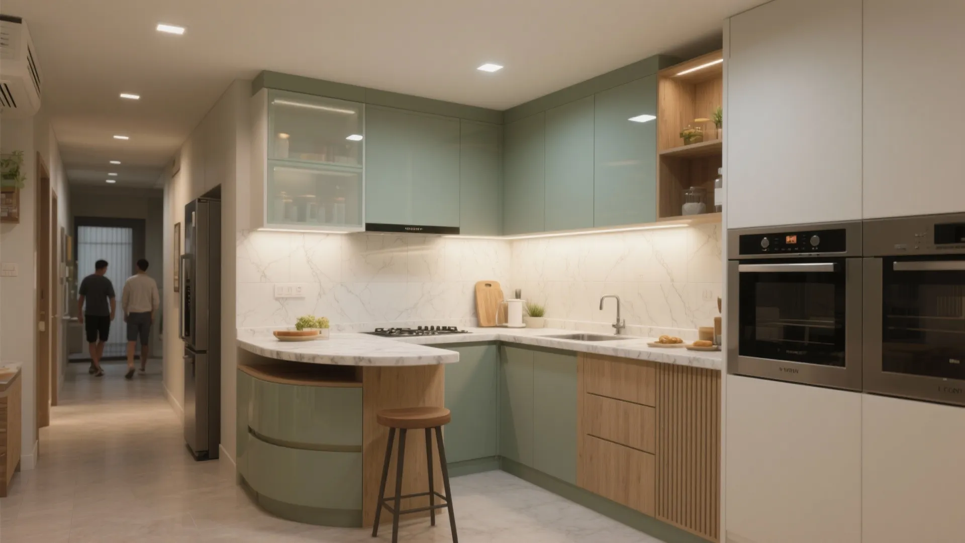 L-shaped small kitchen layout for extra counter space