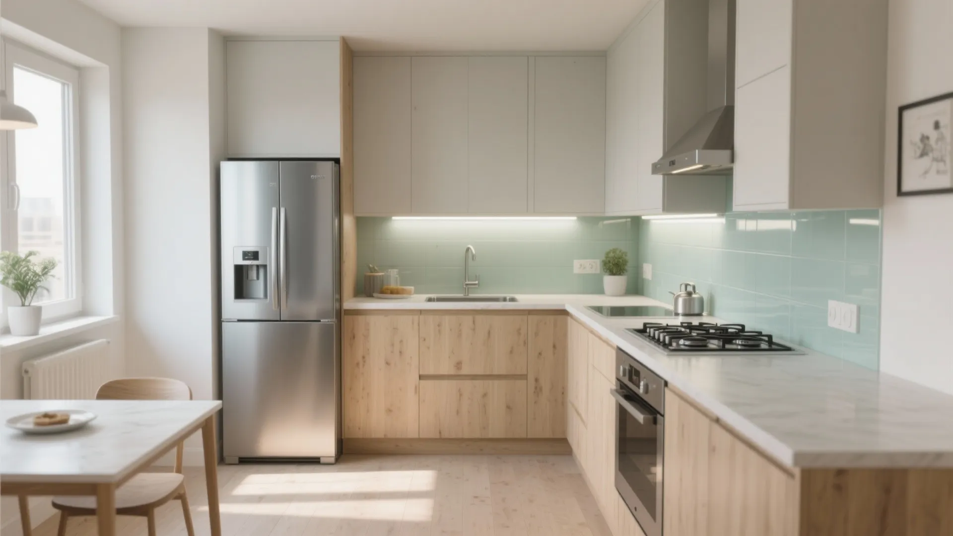 Breezy L-Shaped Kitchen for Small Apartments