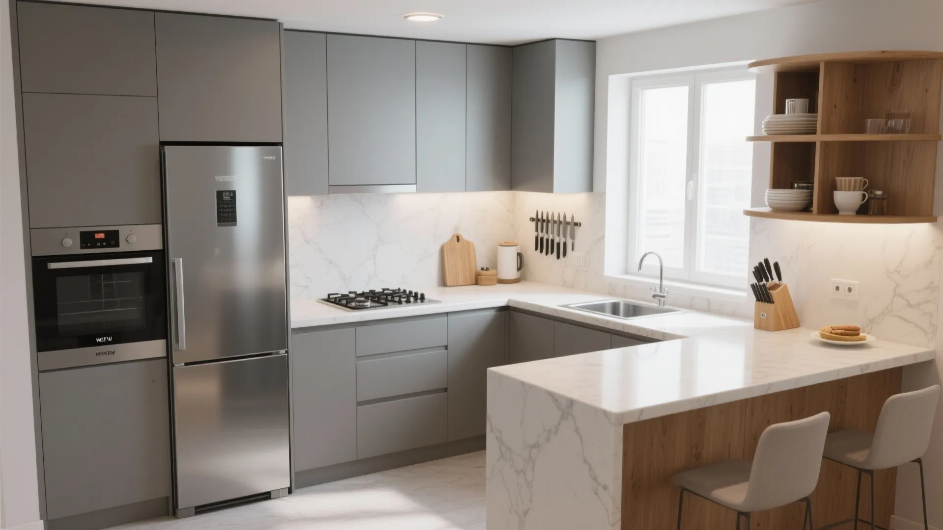 L-shaped kitchen layouts for better workflow