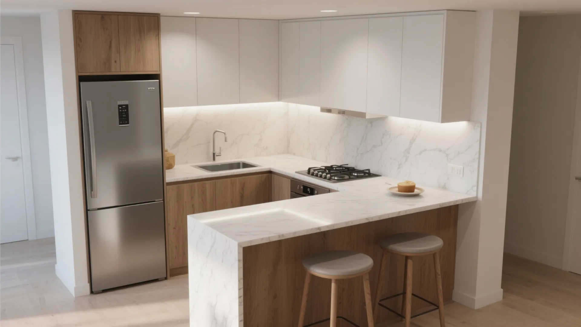 L-shaped kitchen to unlock continuous countertops