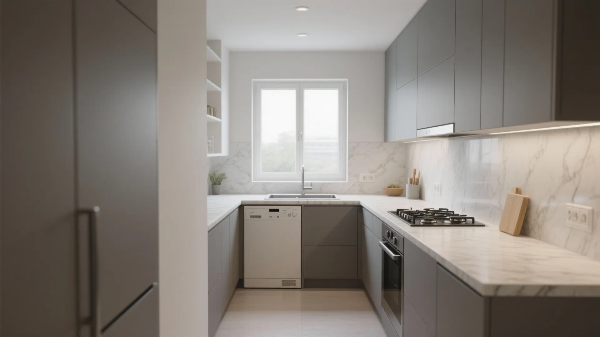 L-shaped small kitchen layout