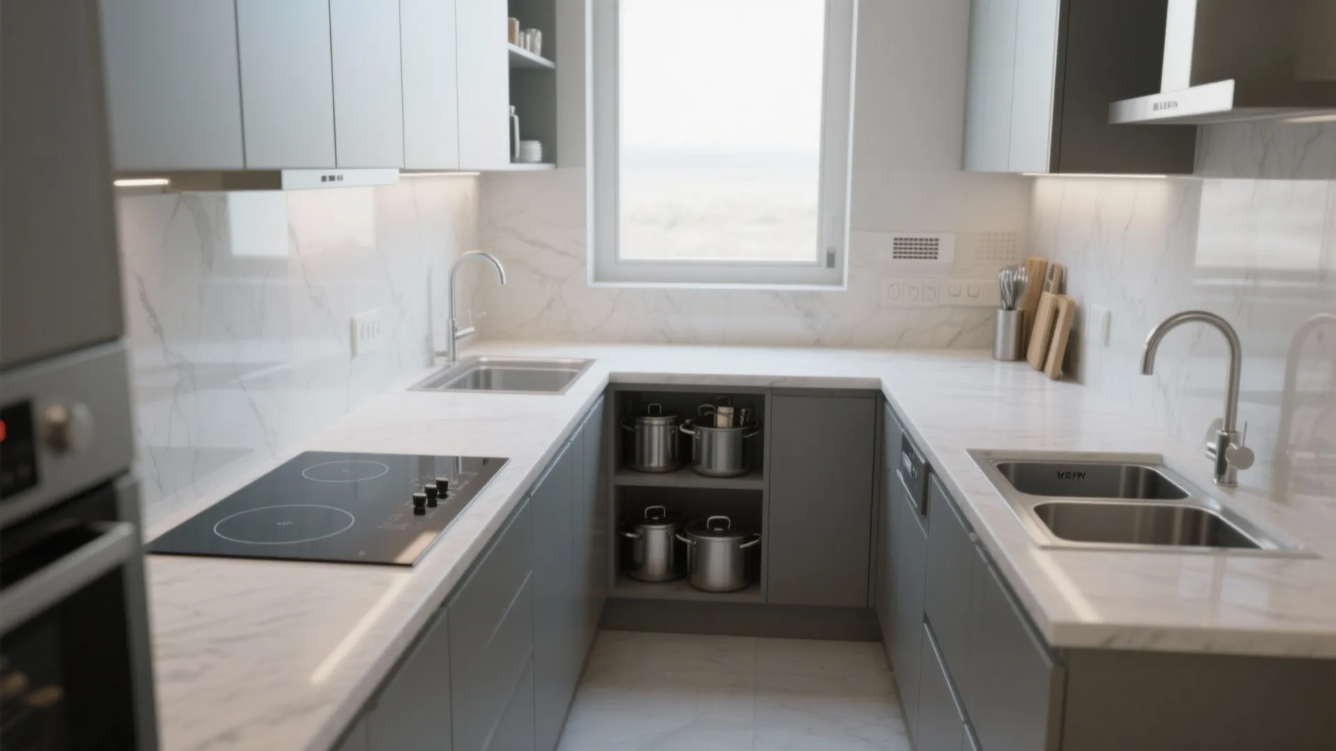 L-Shaped Small Kitchen that Flows