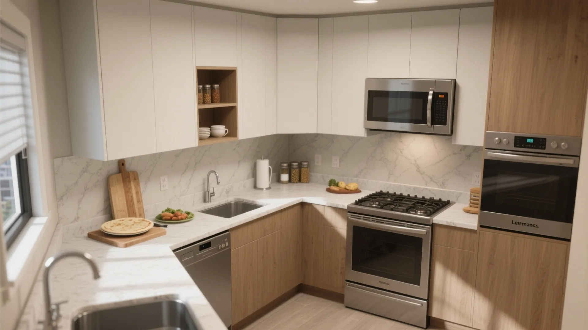 L-shaped kitchen that unlocks more prep space