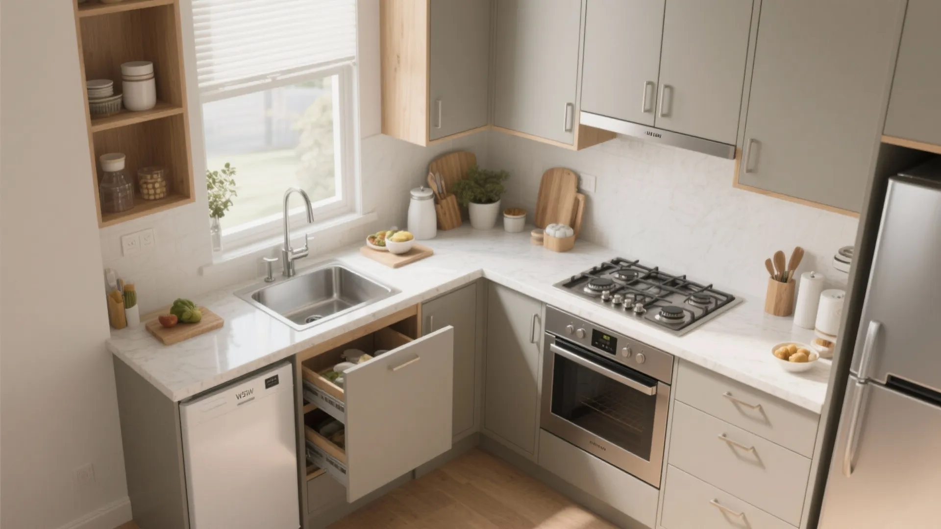 L-shaped kitchens that unlock counter space