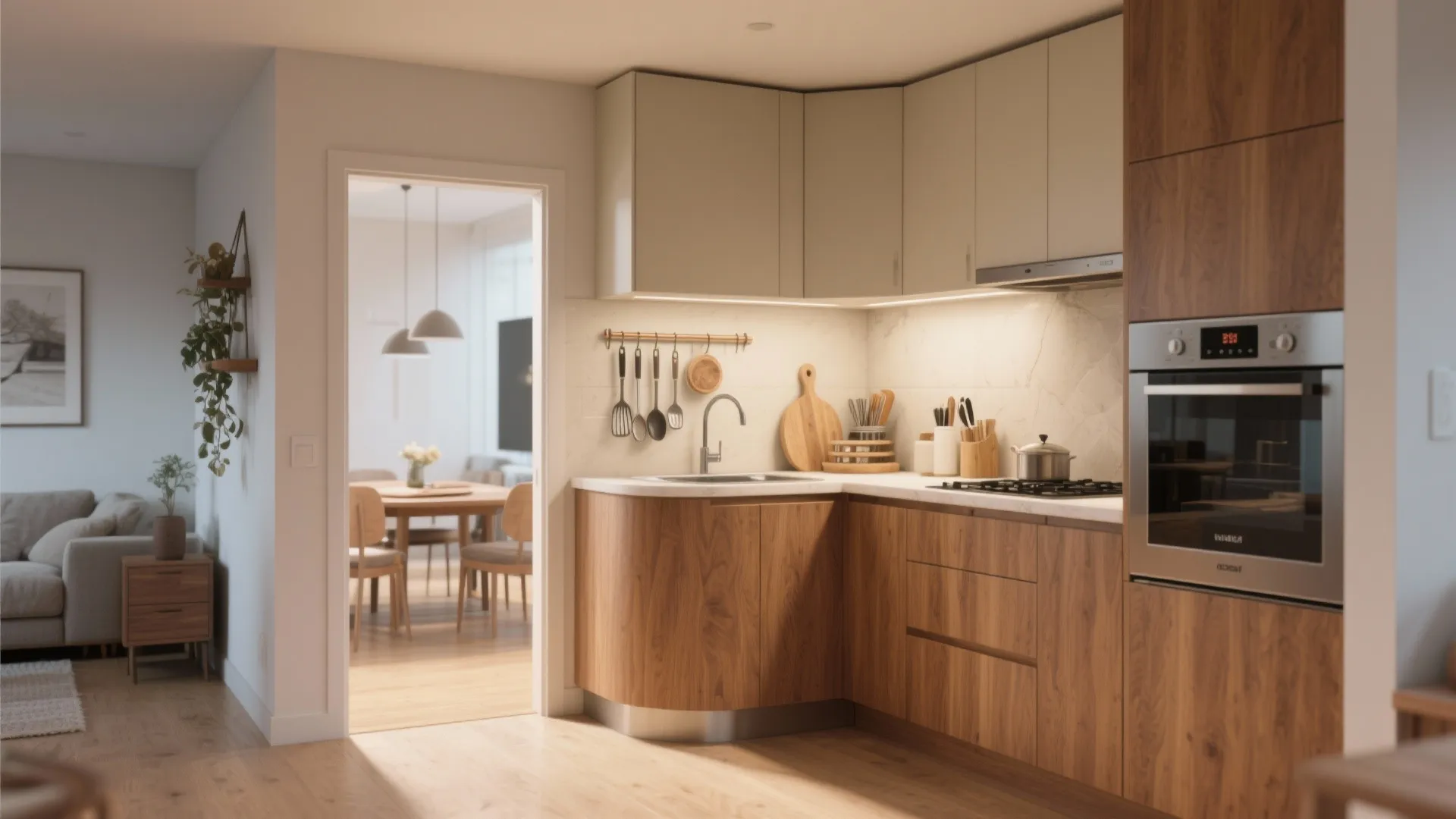 3. L-Shaped Kitchen (6–10 ft legs / 1.8–3 m legs)