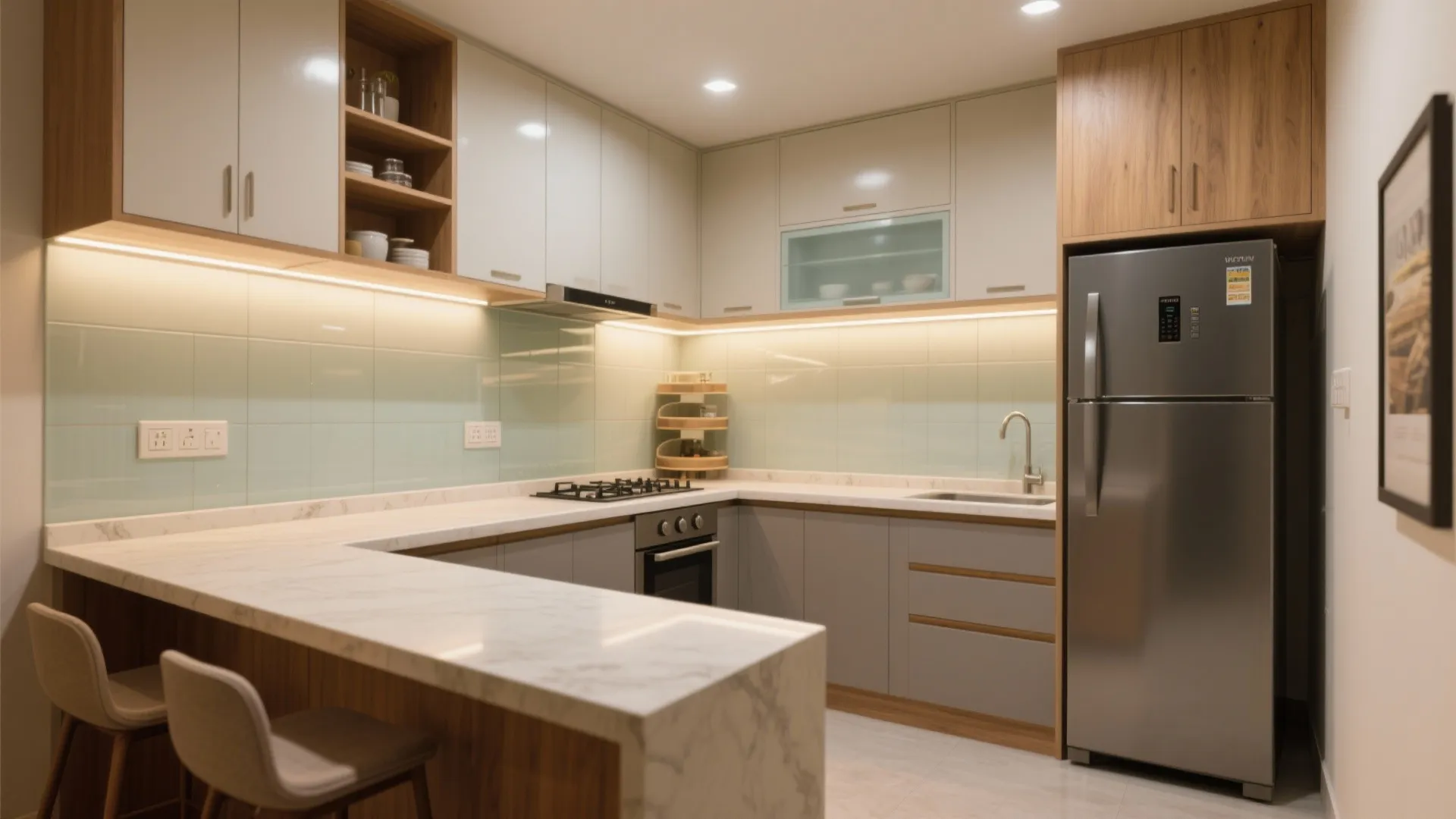 L-shaped kitchen that multiplies counter space