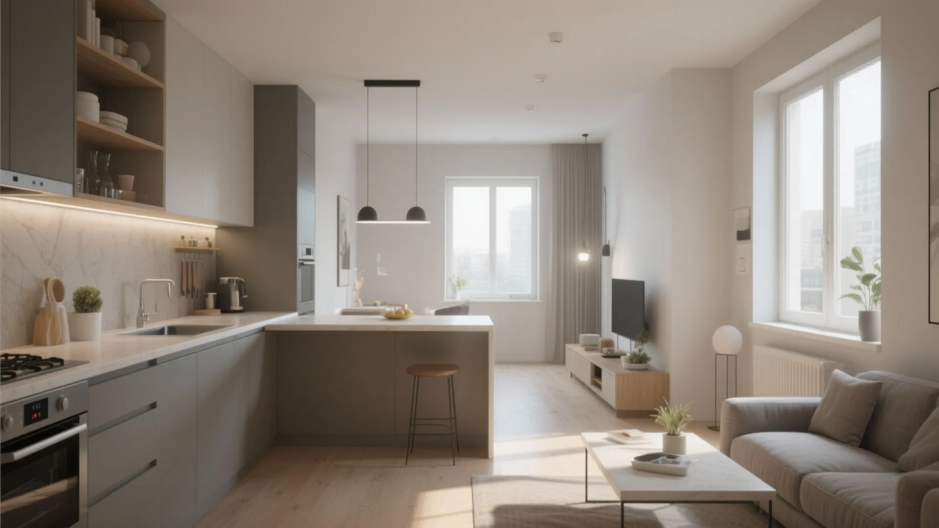 3. L-Shaped Layout to Maximize Counters