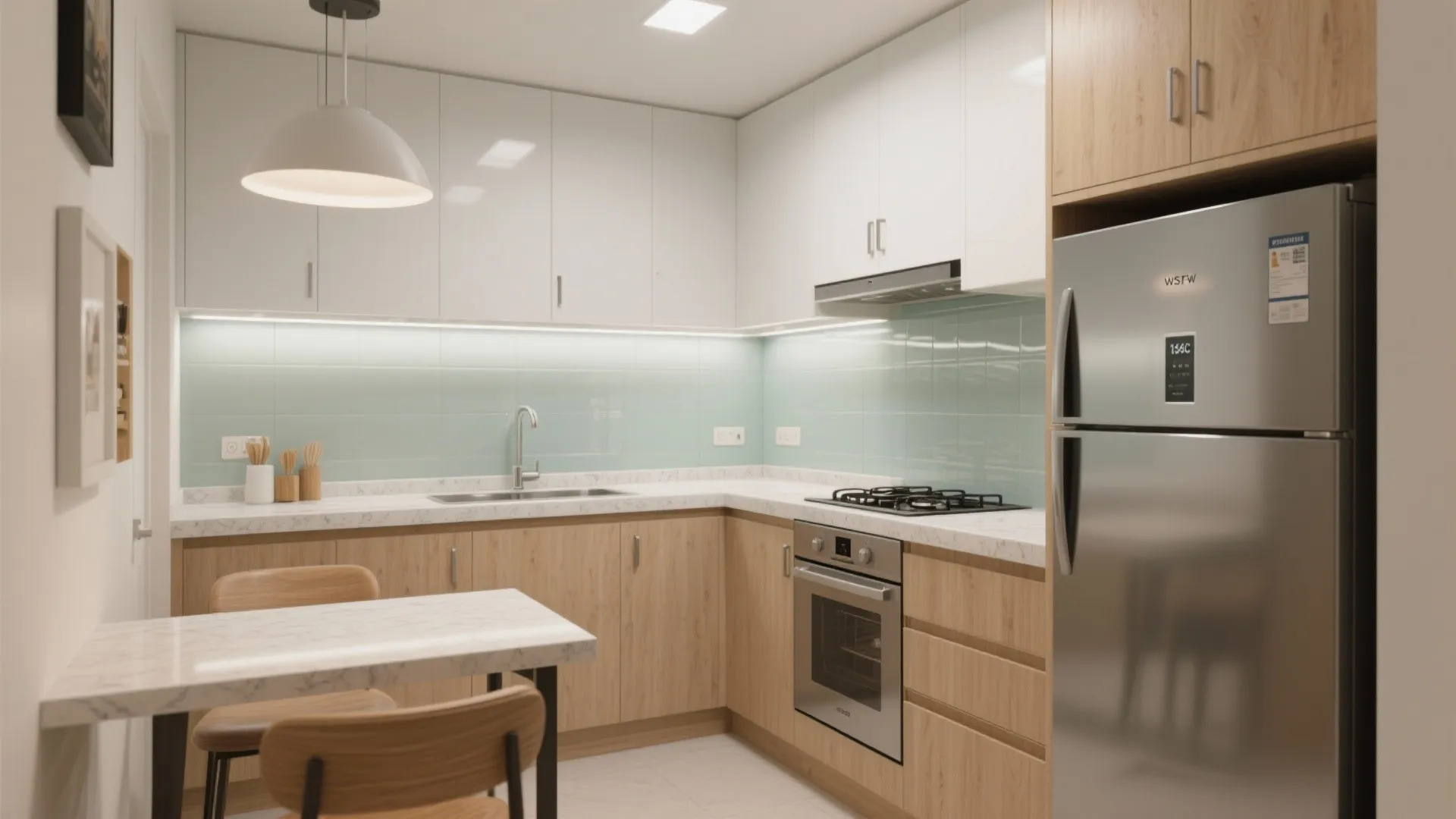 L-shaped kitchen for efficient workflow in a compact footprint