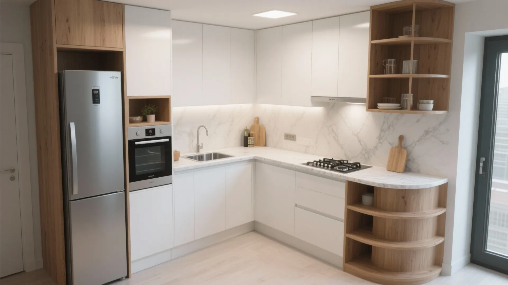 L-shaped layout to unlock counters in compact kitchens