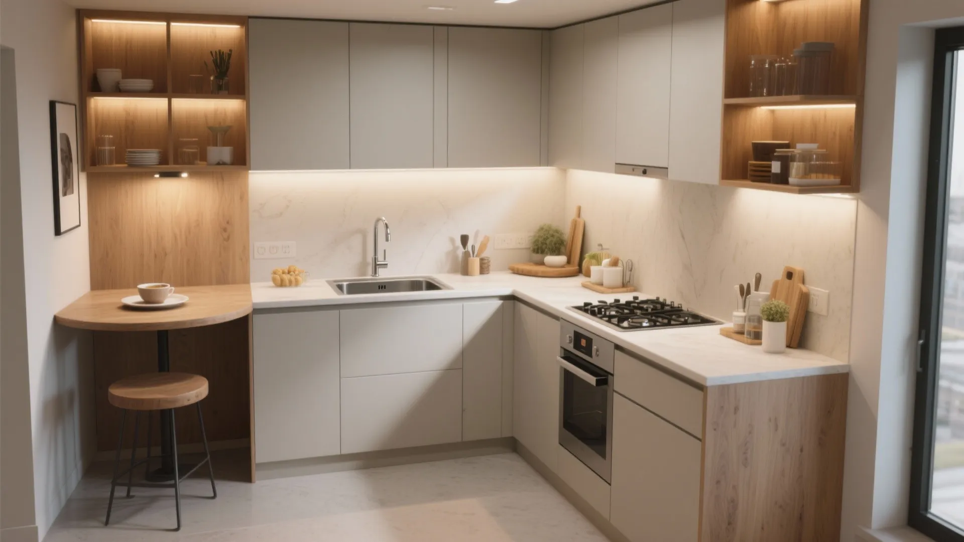 L-Shaped Small Kitchen Layout for Flow