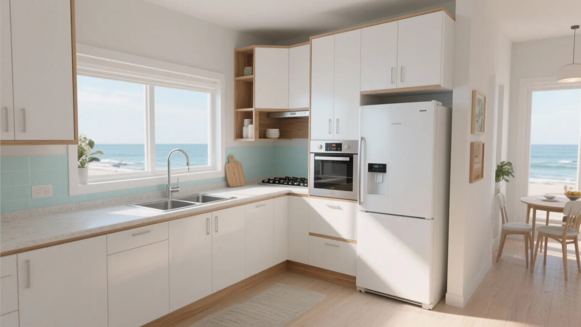 L-shaped compact layout with flexible zones