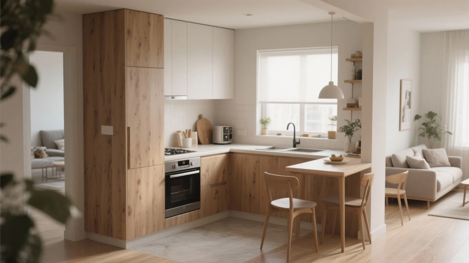 3. L-Shaped Layout to Free Counter Space