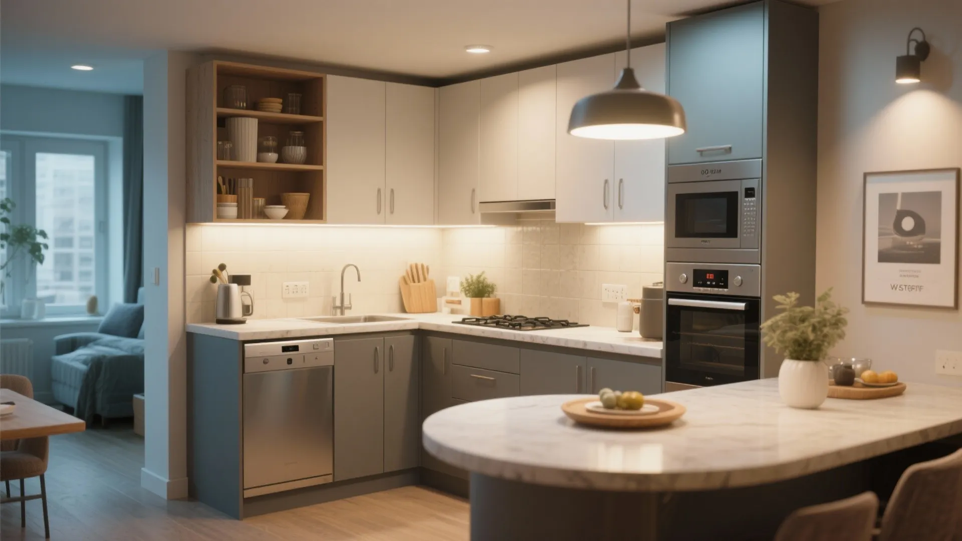 L-shaped kitchen layout