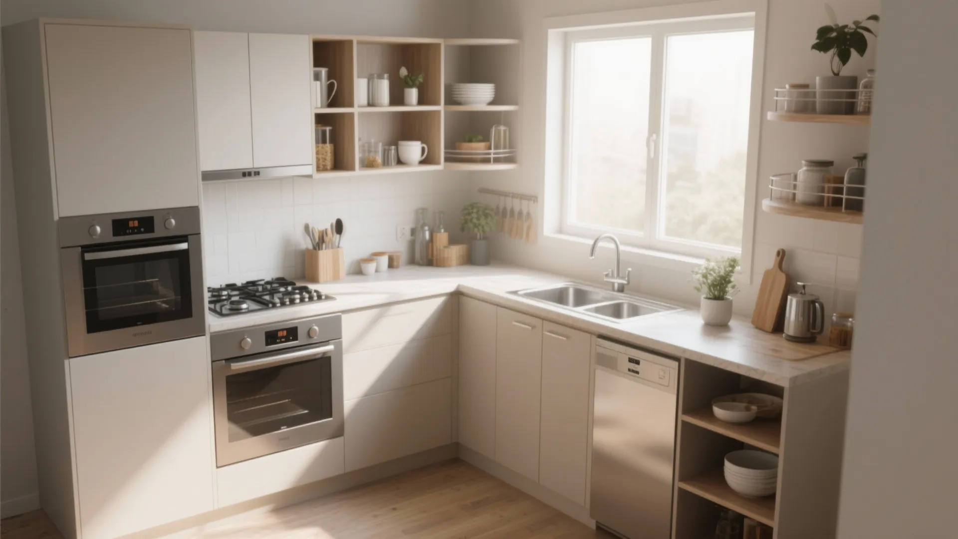 L-Shaped Kitchen Layout for Extra Counter Space